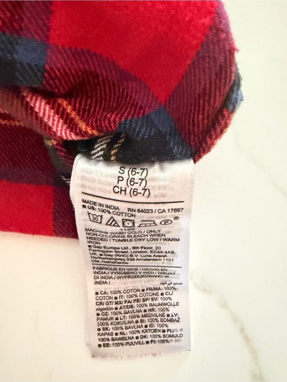 Old Navy Boys Red Plaid Flannel Button Down Shirt Size Small 100% Cotton